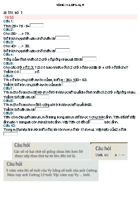 Đề thi Violympic môn Toán lớp 2 vòng 11 - Năm học 2015-2016 - Hồ Chánh Nam